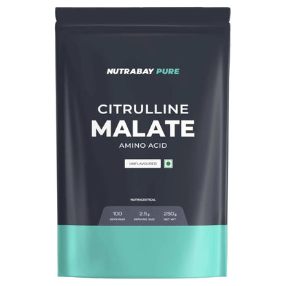 Nutrabay Pure Citrulline Malate amino acid package on a white background