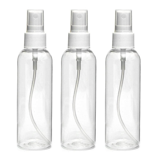 nsb herbals 100 ml Transparent Plastic Empty Refillable Reusable Fine Mist Spray Bottle Container For Sanitizer, Perfume, Rose Water, Travel, Home Care, Other Diy (Pack Of 3)