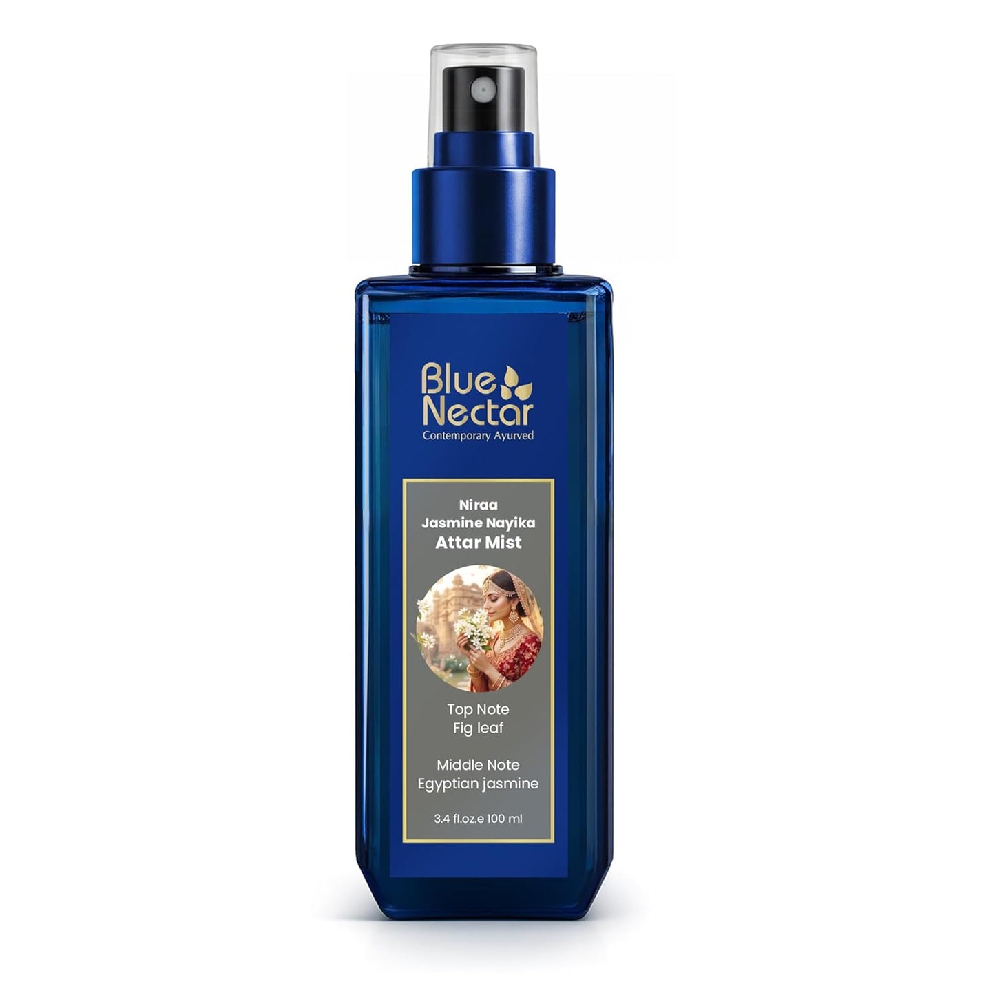 Blue Nectar Niraa Jasmine Nayika Body Attar | Perfume Mist for Women | Long-Lasting Jasmine Attar with Fig Leaf | Floral Body Mist Spray | Travel-Friendly (100 ml)