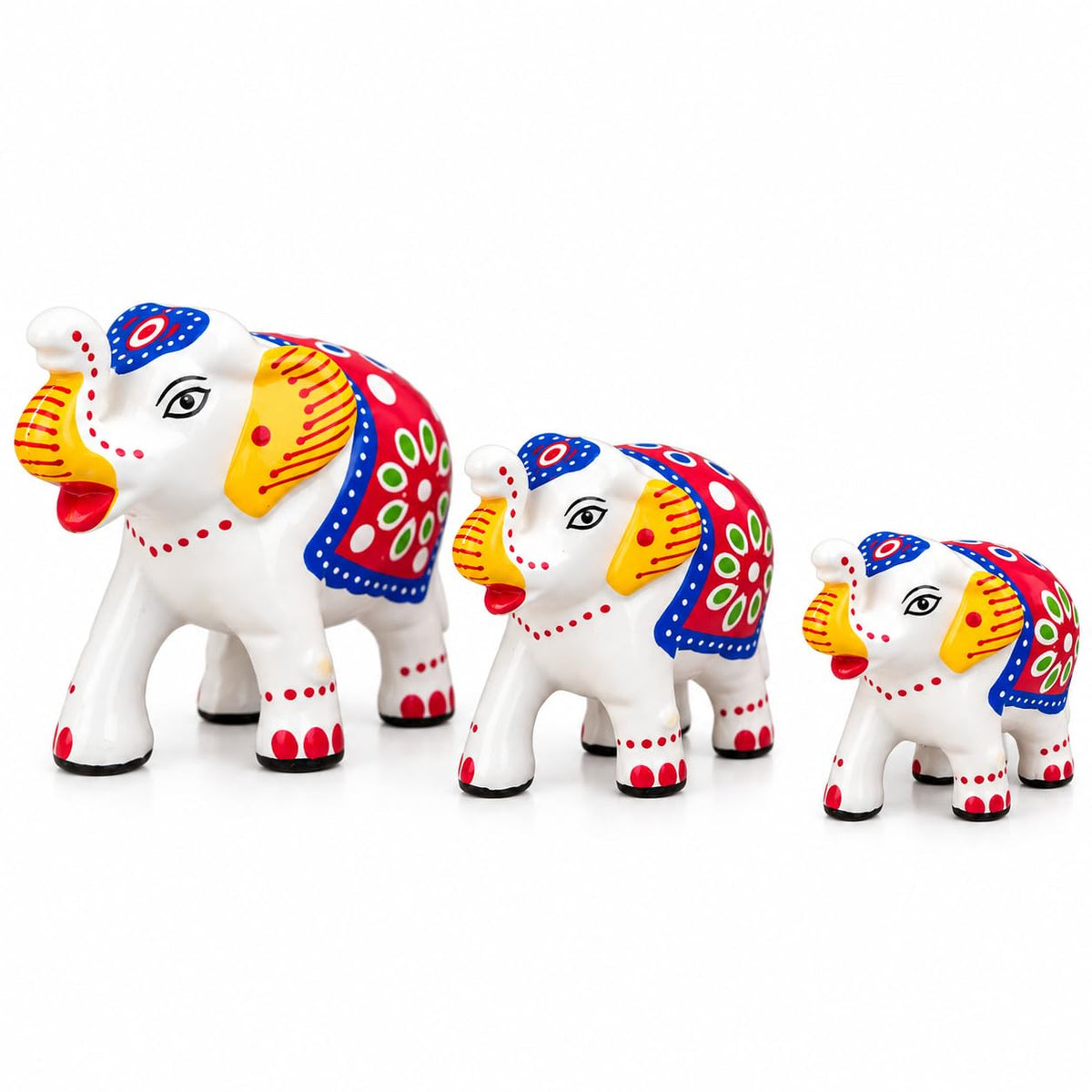 eCraftIndia Set of 3 Elephant Statues for Good Luck| Animal Figurines Decorative Elephant Showpieces| Elephant Decorative Items for Home Living Room Office| Gift for Diwali Birthday Housewarming