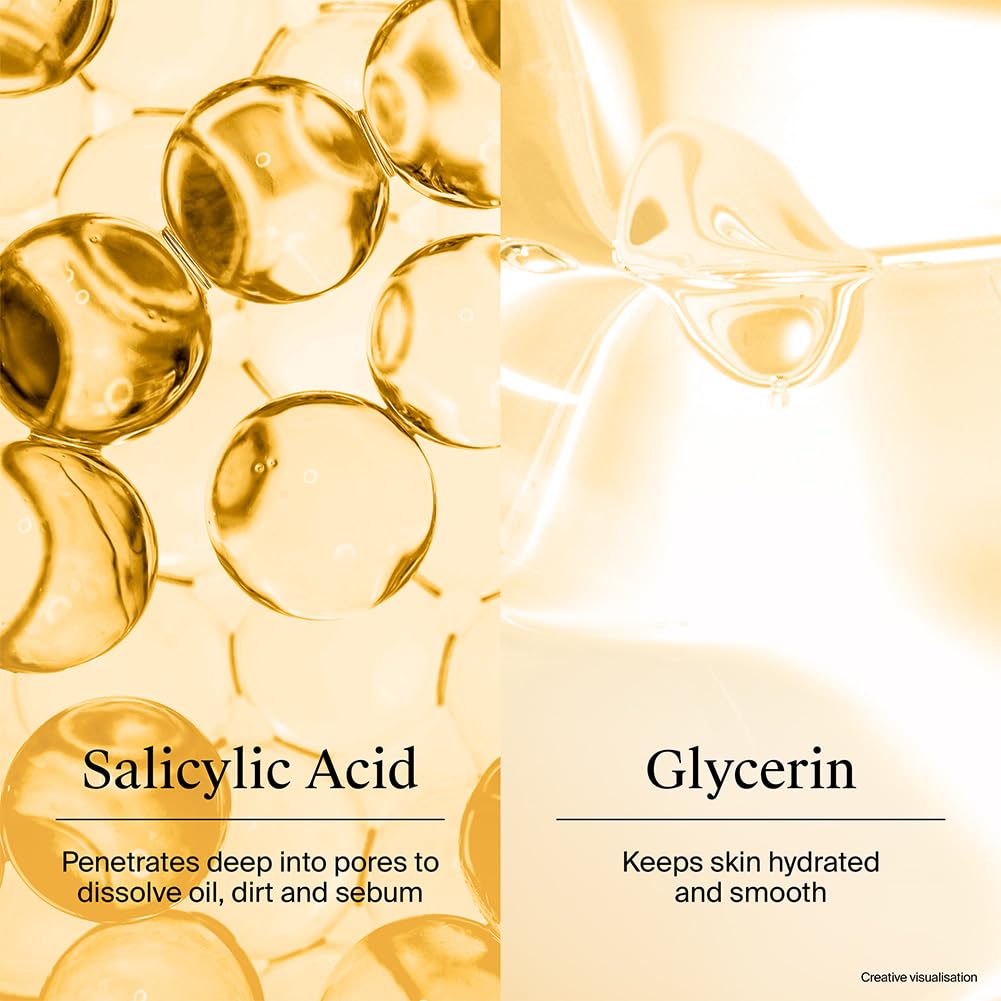 Illustration of salicylic acid and glycerin with text describing their functions.