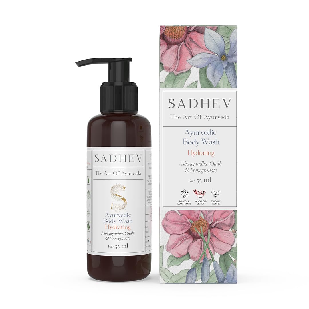 Sadhev Ayurvedic Hydrating Bodywash With Ashwagandha, Oudh And Pomegranate - 200 Ml (Pack of 1)