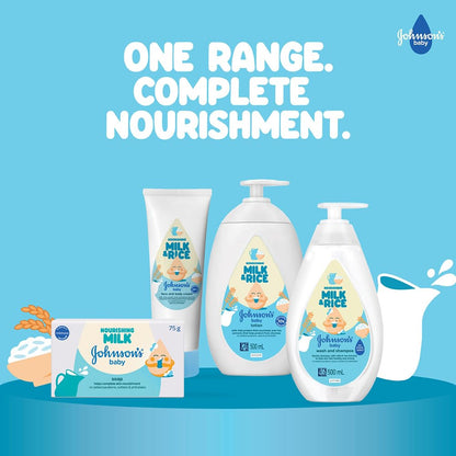 Johnson's Baby Milk & Rice Lotion 500ml | Moisturizes & Nourishes Sensitive Skin | With Milk Protein, Rice Extracts & Multivitamin Complex | Hypoallergenic, pH Balanced | No Parabens or Sulphates