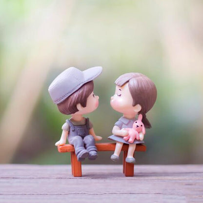 ascension Miniature Couple Sitting On Chair Gift for Girlfriend Boyfriend Husband Wife Miniature Adventure Showpiece for Valentines Day Gift Kissing Lovely Couple Valentine Gifts