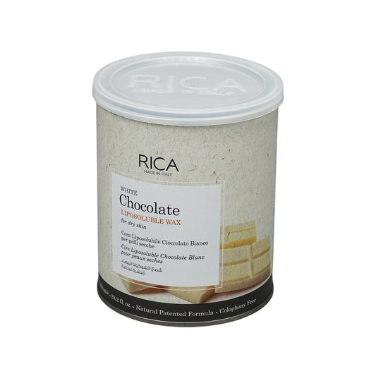 Rica White Chocolate Liposoluble Wax for Dry Skin with Glyceryl Rosinate, Natural Beeswax and Zinc Oxide - 800ml