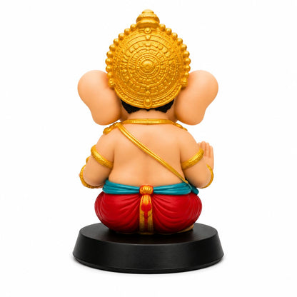 NIKUARA Lord Ganesha God Idol for Car Dashboard, 10cm Height, Red-Orange