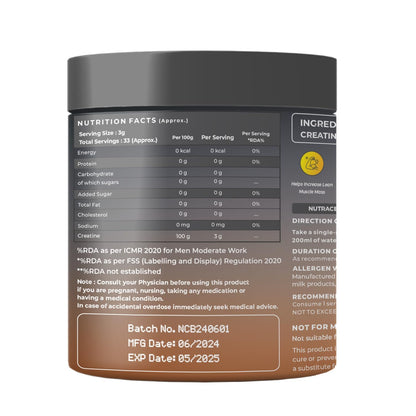 Nutritional label on a supplement container with text and numbers.