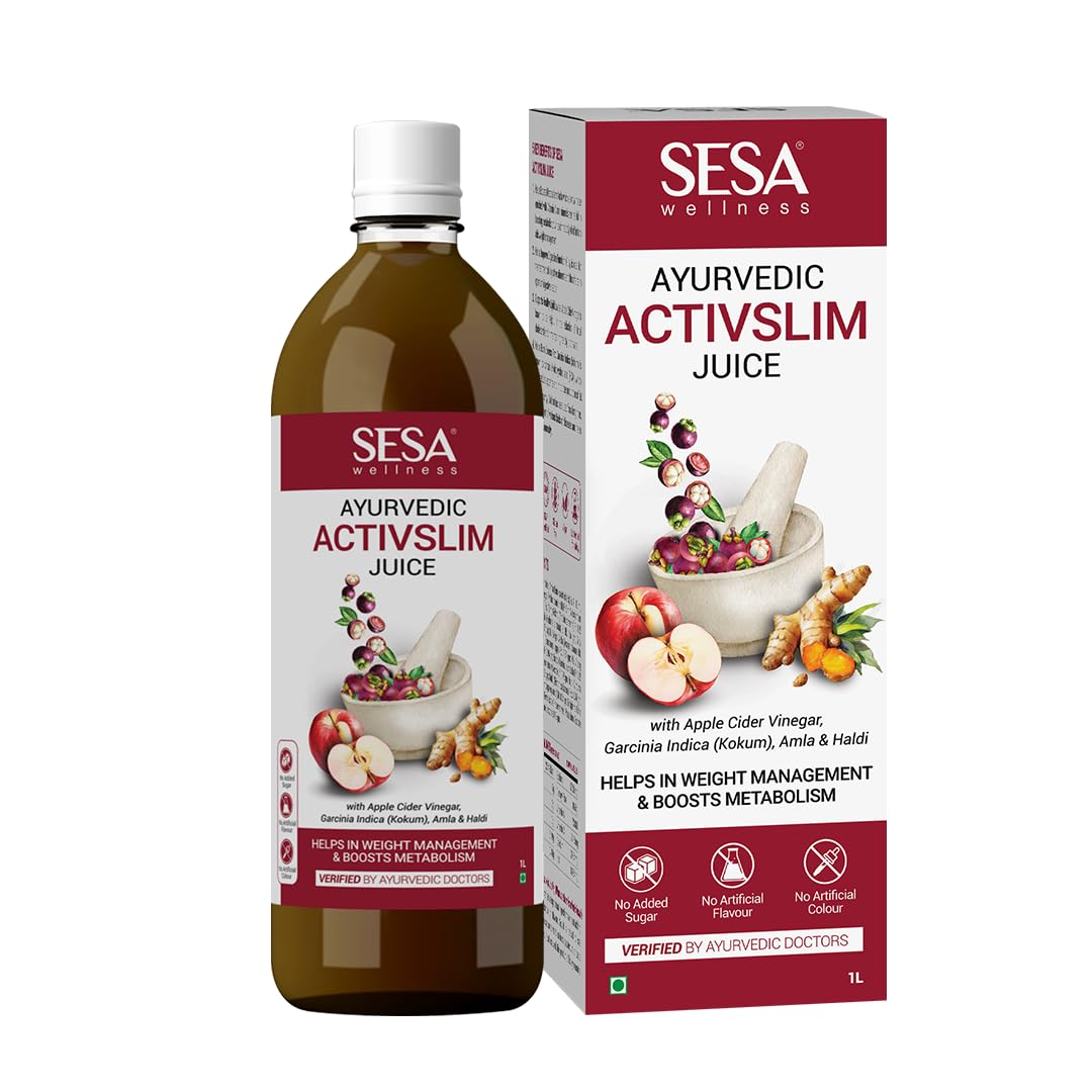 Sesa Ayurvedic Activslim Juice bottle and packaging on a white background
