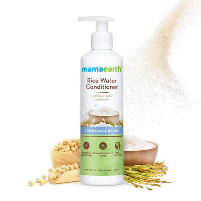 Mamaearth Rice Water Conditioner with Rice Water and Keratin for Damaged, Dry and Frizzy Hair - 250 ml | Reduces Split Ends | Prevents Hair Breakage