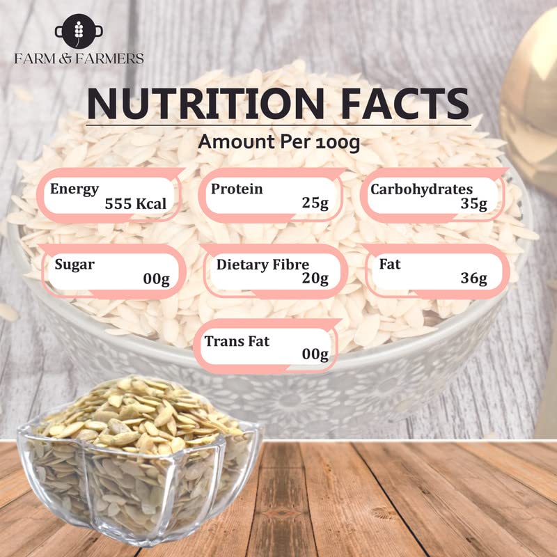 Farm & Farmers Raw Muskmelon Seeds– Natural Kharbuja Beej for Eating | High Protein, Potassium, Magnesium & Iron | Energy Booster Snack | Kharbooja Bij for Health