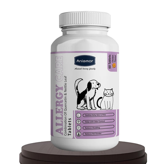 Aniamor Allergy Care Tablet for Dogs and Cats|Skin and Coat|Pets Supplement|All Life Stage|60 Tablets Bottle