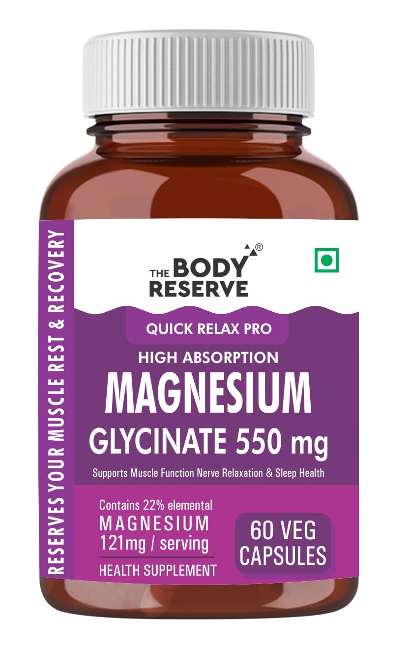 Bottle of The Body Reserve Magnesium Glycinate supplement on a white background