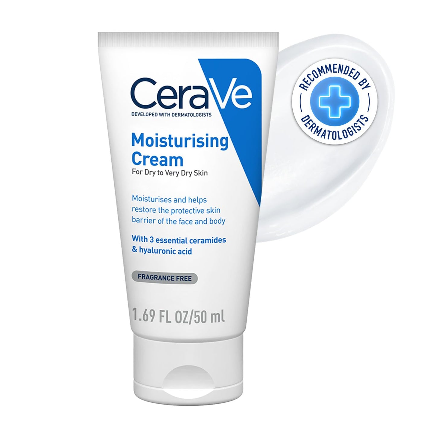 CeraVe moisturizing cream tube on a white background