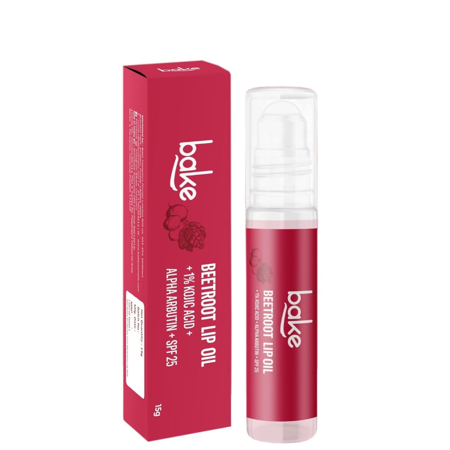 BAKE 2% Kojic Acid Lavender Brightening Lip Balm Oil for Dark & Pigmented Lips with SPF 50 PA++++ with Alpha Arbutin - 15g