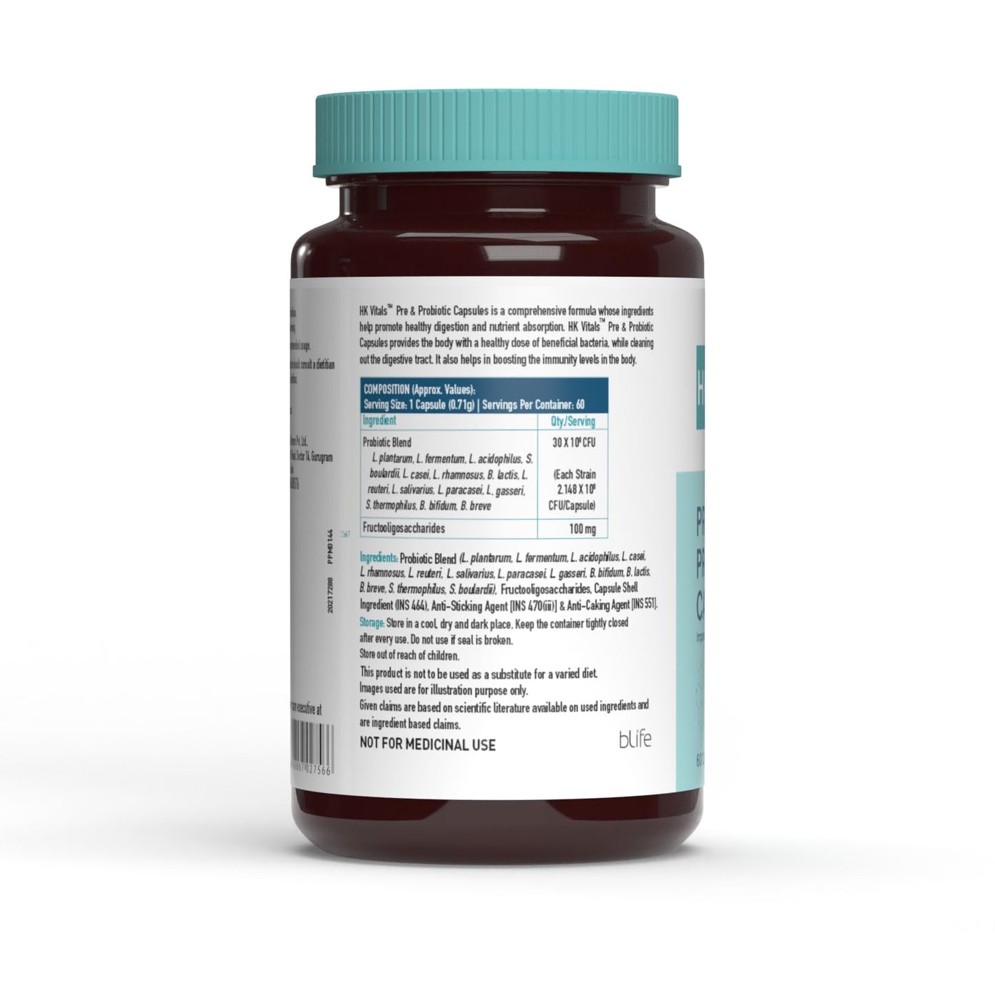 HealthKart HK Vitals Pre & Probiotics (60 Capsules) |With CFU & 100mg Prebiotics | Improves Digestion & Immunity