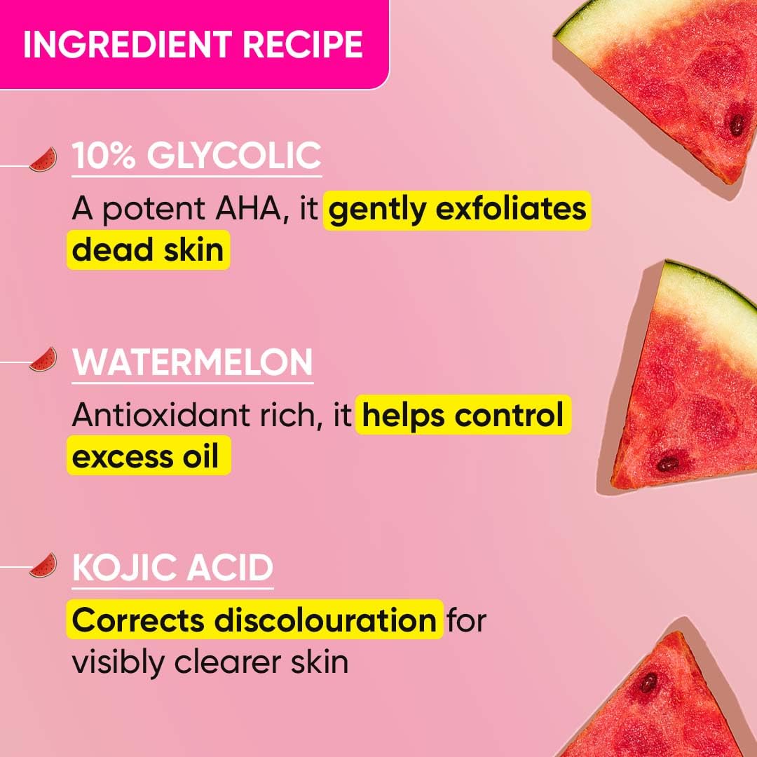 Dot & Key Watermelon 10% Glycolic Serum for Face Glowing, With KojicI | Targets Pigmentation & Dark Spots | Targets Dullness, Uneven Texture, Sebum & Excess Oil | Serum For Oily & Normal Skin | 30ml