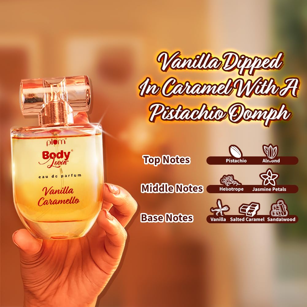Plum BodyLovin' Vanilla Caramello Eau De Perfume (Parfum) 50 ml| Long-Lasting Gourmet Fragrance | Luxury Perfume for Women | Vanilla, Caramel & Pistachio Notes.