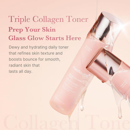 Medicube Triple Collagen Toner - Hydrolyzed, Atelo, & Soluble Collagen for Deep Hydration & Plump Skin - Fast-Absorbing Formula for All-Day Suppleness | 140ml