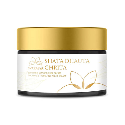 Svarasya Shata Dhauta Ghrita - Natural Desi Ghee Anti Aging Night Cream for Women & Men (100 Times Washed Ghee) | Even Skin Glow, Nourishing & Moisturising Ayurveda Cream - 25 Gms