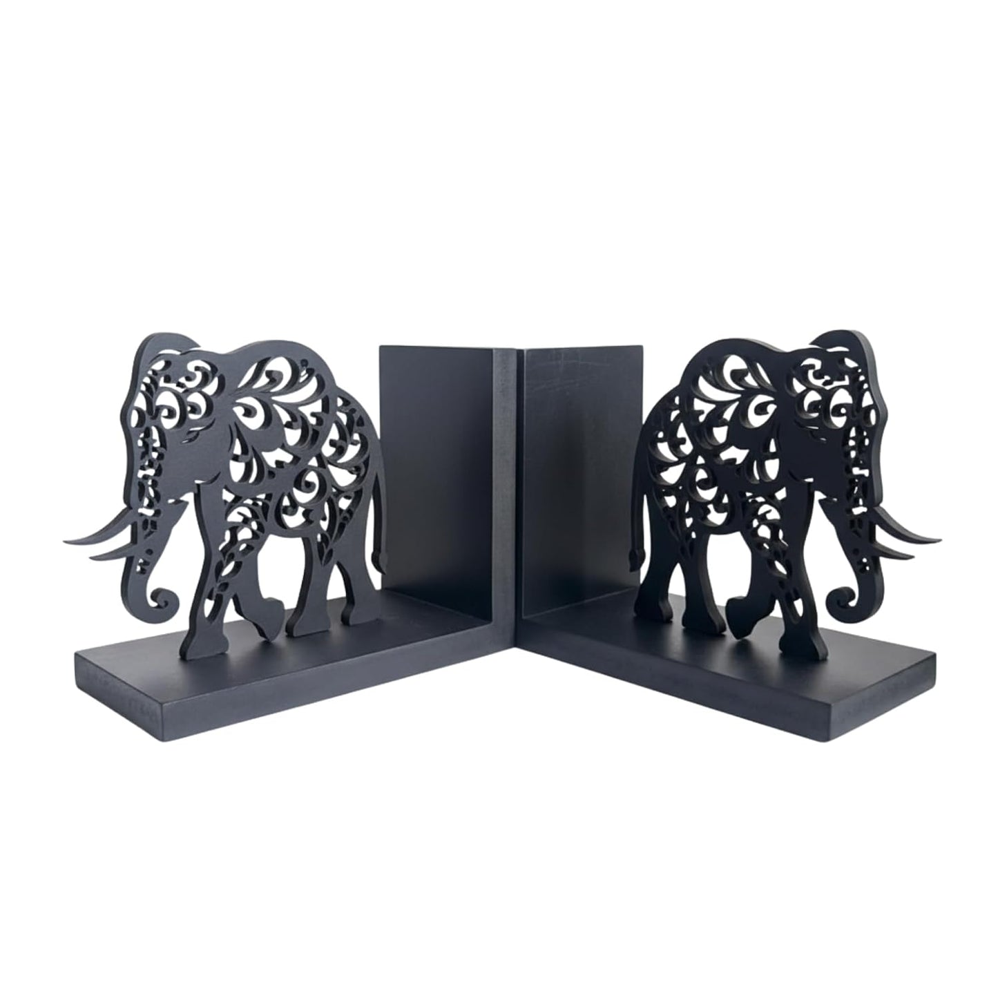 eCraftIndia Wooden Book End with Elephant Showpiece for Home Decor Office Table | Gift for Housewarming Birthday