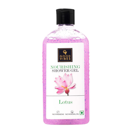 Good Vibes Lotus Nourishing Shower Gel, 300 ml | Moisturizing, Softening, Soothing, Hydrating Body Wash For All Skin Types | Vegan, No Parabens & Mineral Oil, Certified Fragrance
