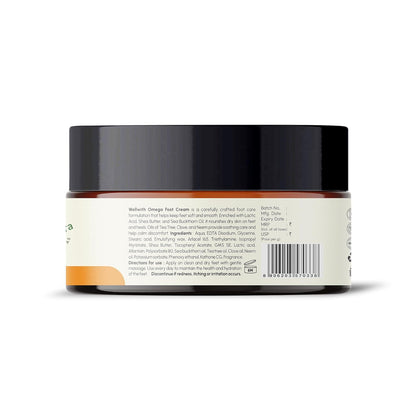 Wellwith Omega Foot Cream (50g, Pack of 1) | Sea Buckthorn Oil, Shea Butter, Tea Tree Oil | Reduces Itching and Scaling, Suitable for All Skin Types