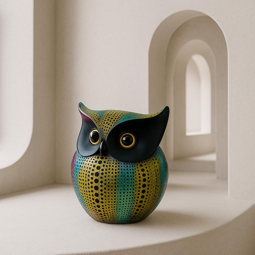 Xtore® Modern Classy Lucky Owl Resin Art Figure Showpiece -(Pack of 1,Multicolor)
