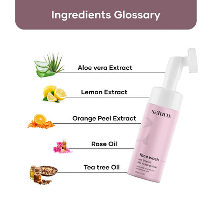 Saturn by GHC Shower Combo for Foaming Face Wash& Body wash With Built-In Face Brush for Hydrates Skin, Acne, Oil Control, Deep Cleansing, Nourishing & Moisturizing120 ml