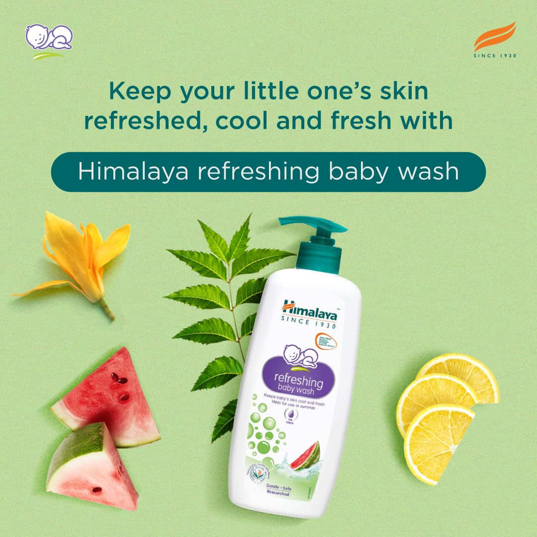 Himalaya Refreshing Baby Wash 400ml | No tears formula |with Watermelon, Neem & Lemon| Keeps baby's skin cool & fresh