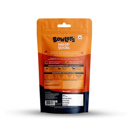 Bowlers Dog Treats Meat Sticks| 70g | Good for Dental Hygiene | High on Protien|Low in Fat | Grain Free | Handmade Treats