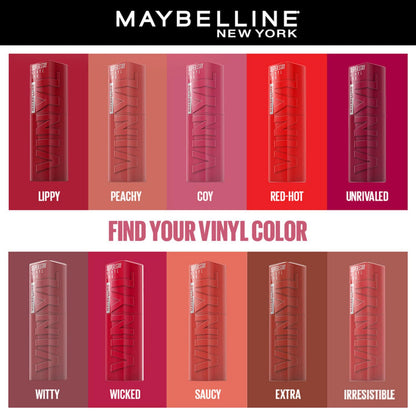 Maybelline New York Superstay Vinyl Ink Liquid High-Glossy Lipstick - Witty, Instant Shine & Transfer Proof. Superstay Vinyl Ink Lipstick Last Up To 16Hr, Enriched With Vitamin E & Aloe | 4.2Ml