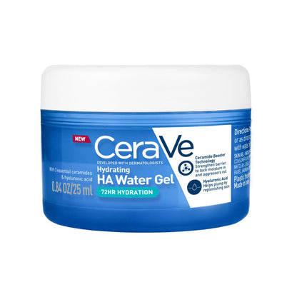 CeraVe HA Water Gel with Hyaluronic Acid, Ceramides & Niacinamide for Plumpy hydration|Oil-free gel moisturizer| 3 sec fast absorption| Dermat recommended for Women & Men| 25 ml