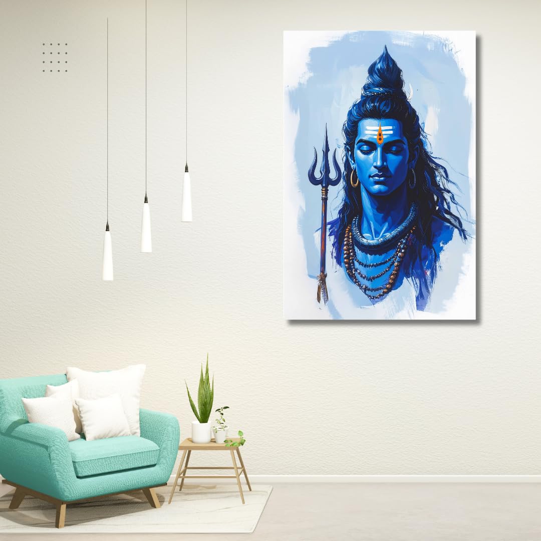 Lord Shiva Canvas Wall Painting | Rolled canvas painting | Shiva Wall Decor for Living Room