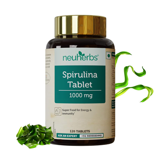 Neuherbs Spirulina 1000mg Per Serving - 120 Tablets | Boost Energy, Immunity & Metabolism | Supports Weight Management | 100% Pure & Natural