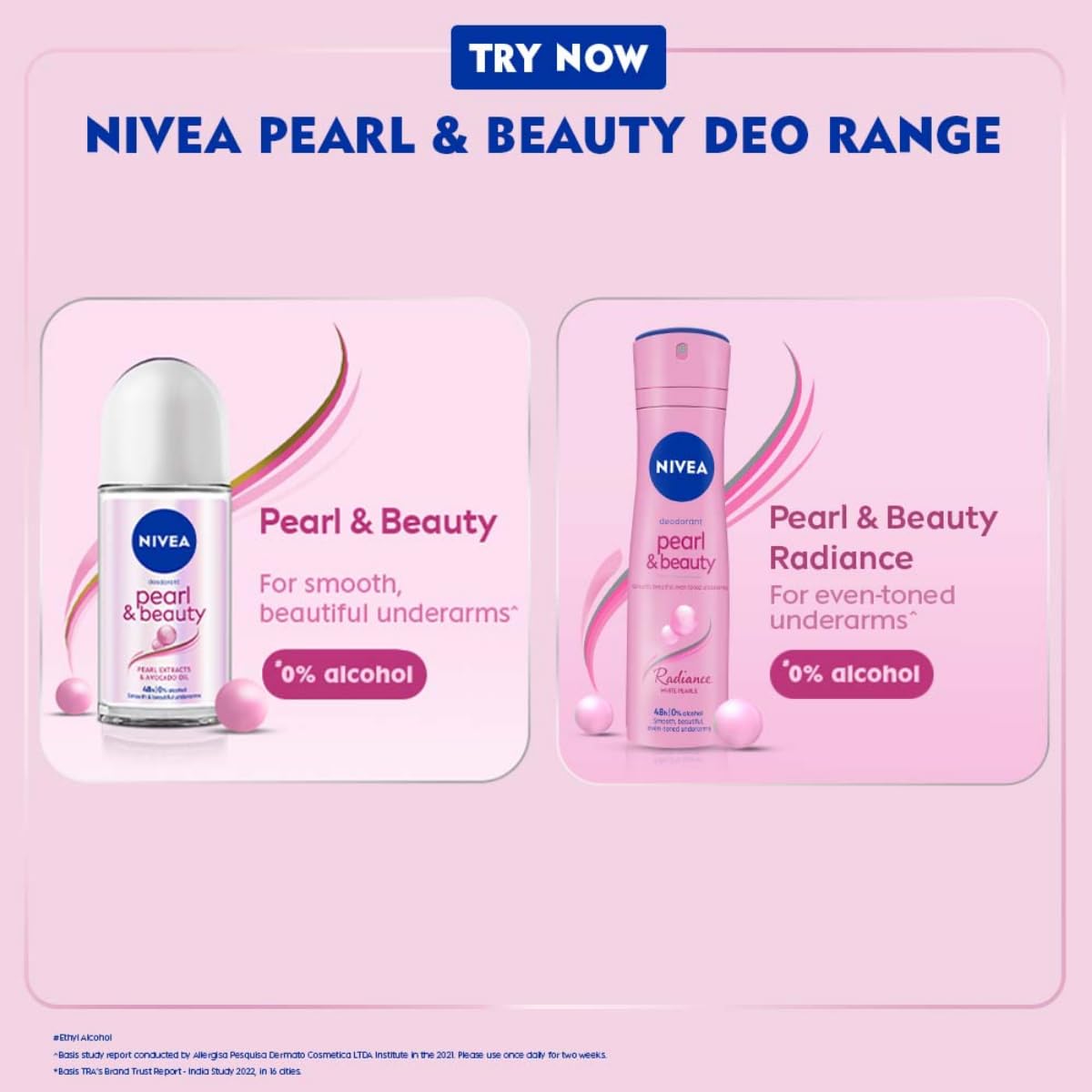NIVEA Pearl & Beauty Deodorant Spray for Women, 72H Odour & Sweat Protection Underarm Deo, Smooth & Even Underarms, All Day Freshness, Body Odour Protection, Daily Use Body Spray & Deodorant, 150 ml