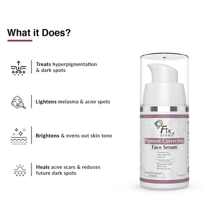Fixderma Tranexamic Acid Pigment Correcting Serum | Face Serum for Melasma, Hyperpigmentation & Acne Spots | Acne Face Serum for Men & Women - 15g