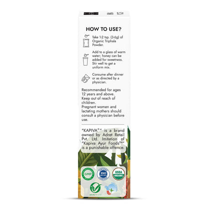 Kapiva Organic Triphala Powder 100g (Pack of 2) | Helps Relieve Constipation | Promotes Gut Health | Ayurvedic Digestive Support | Triphala Churna