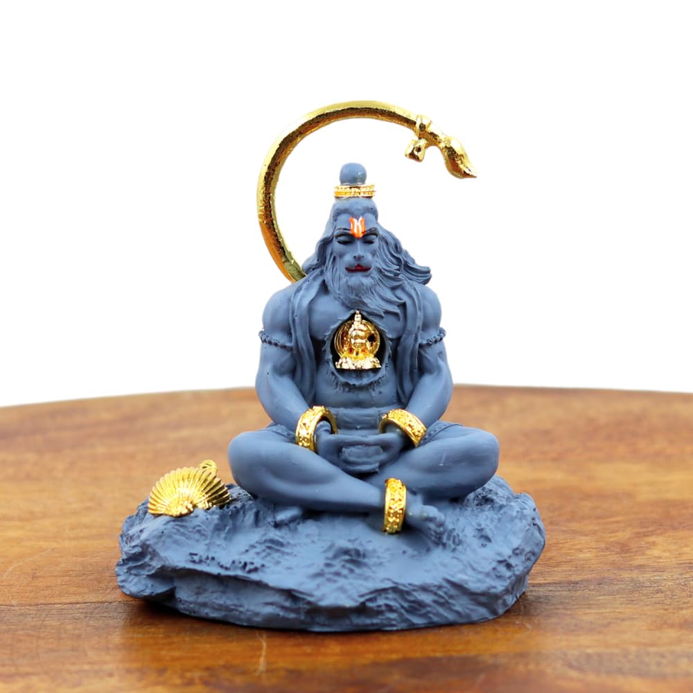 Resin Lord Hanuman Idol – Decorative Bajrangbali Statue for Home Mandir, Car Dashboard, Vastu Remedies, Protection Blessings & Spiritual Gifting