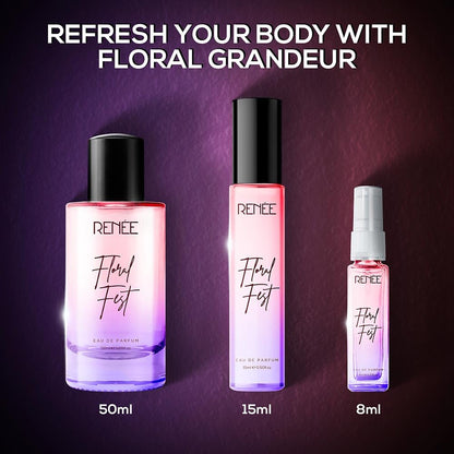 RENEE Floral Fest Eau De Parfum, Premium Long-lasting Fragrance With Notes of Orange, Mandarin, Osmanthus, Rose & Vanilla, Scent for Every Occasion, Ideal Perfume for Women, 50Ml