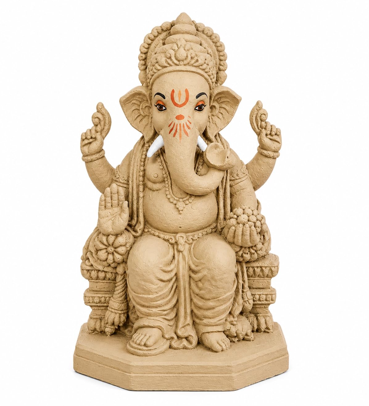 KSI Eco-Friendly Ganesha Idol Ganpati Murti for Home Visarjan Water Soluble Ganesh Idol 7 Inches Ganesh Without Paint Handcrafted Natural Clay Biodegradable Ganesha Statue