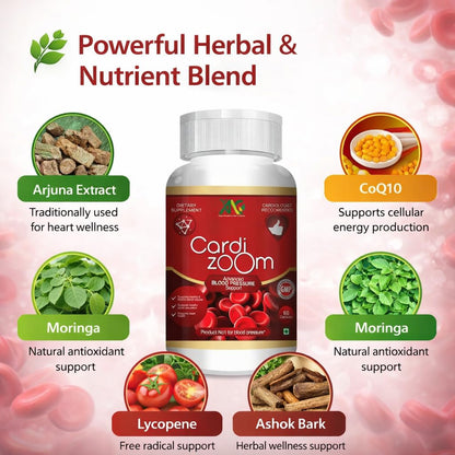 ANC Cardizoom with Arjuna Extract & Moringa Extract Heart Health Supplement Veg (60 Capsules) for Men & Women