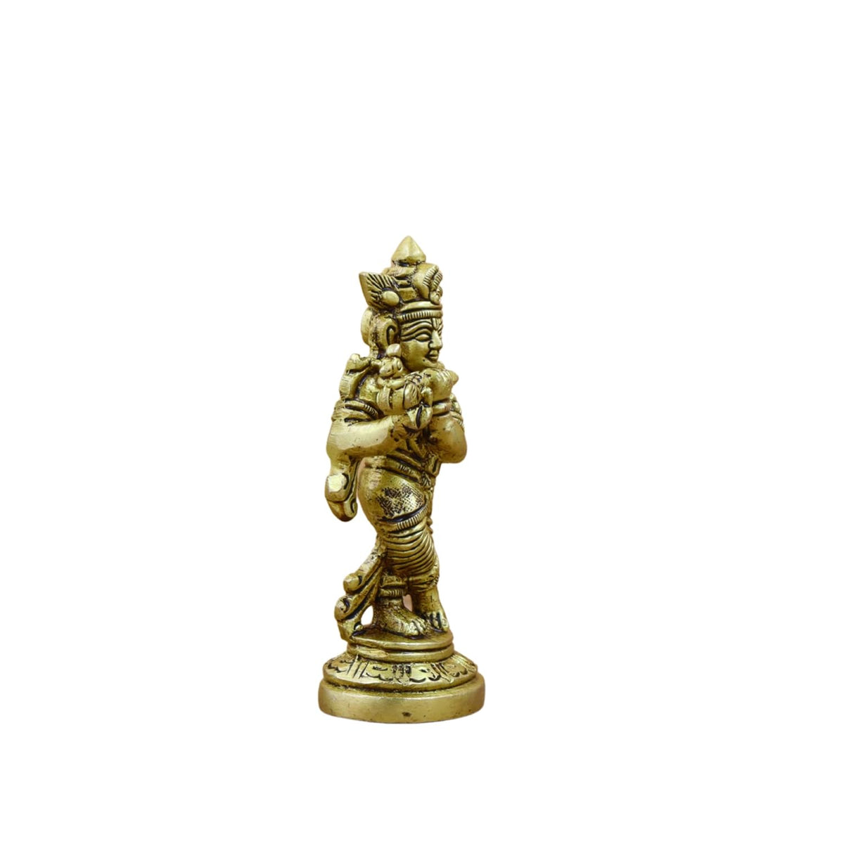 100% Pure Brass Krishna Idol for Home Dcor, Puja, and Spiritual Gifting | Ideal for Living Room, Office, or Personal Altar