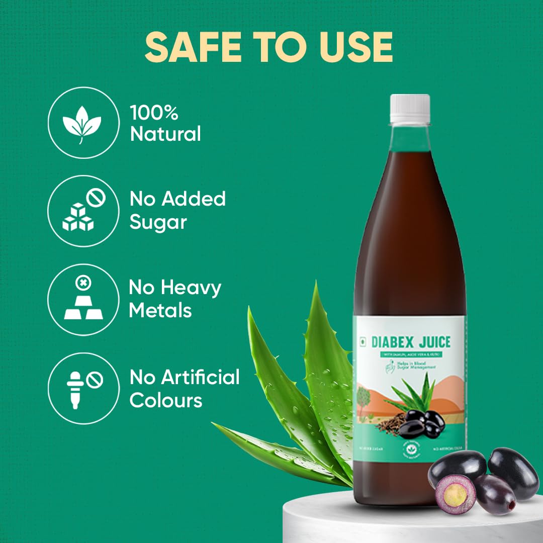 Dr. Vaidya’s Diabex Juice for Diabetic Care | Ayurvedic Diabetes Juice with Karela, Jamun & Neem | Helps Manage Blood Sugar Levels | No Added Sugar or Artificial Flavours | 950ml