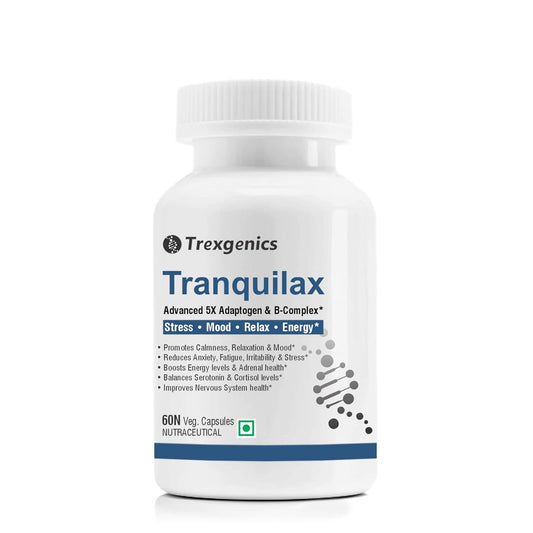 Trexgenics Tranquilax supplement bottle on a white background