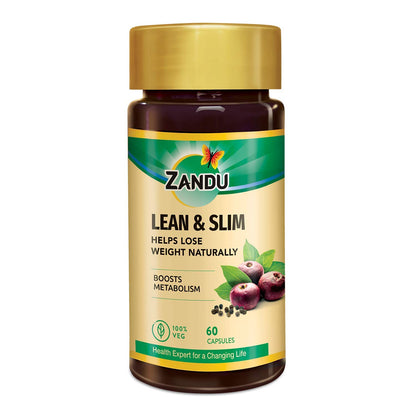 Zandu Lean & Slim | Enriched With The Goodness Of 6 Herbs To Help You In Weight Loss Journey | Acts As A Metabolism Booster & Supports Weight Management, (60 Caps)