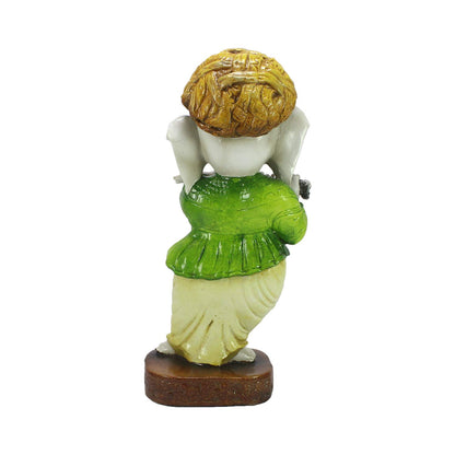 Lord Ganesha Playing Instrument Statue (8 cm x 8 cm x 20 cm, Green) (MSGG553)