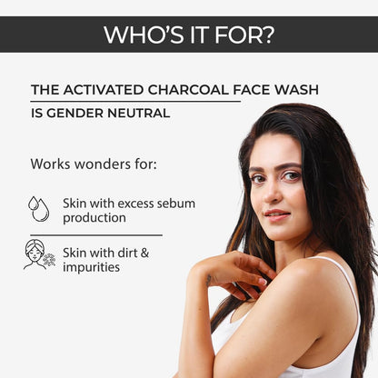 NEOLAYR Activated Charcoal Deep Cleansing Face Wash | Eliminates Dirt & Other Impurities | Removes Excess Oils - Added Moisturiser,200 ml
