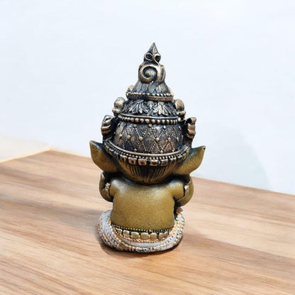 Cute Little Ganesh Idol for Home Decor | Resin Baby Ganesha Statue for Office Table, Desk, Reception & Living Room Decorative Showpiece | Hindu God Figurine 2.5x2x6 Inch (See No Evil)
