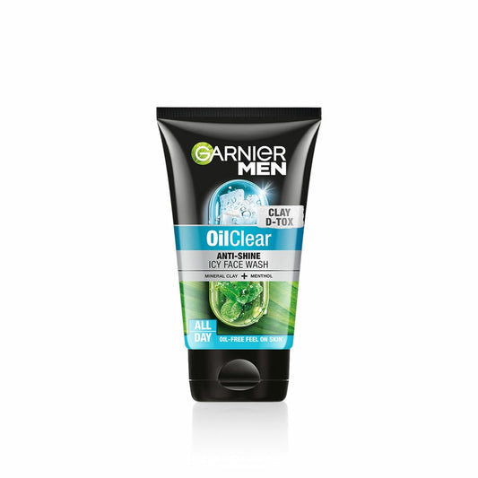 Garnier Men Oil Clear face wash tube on a white background