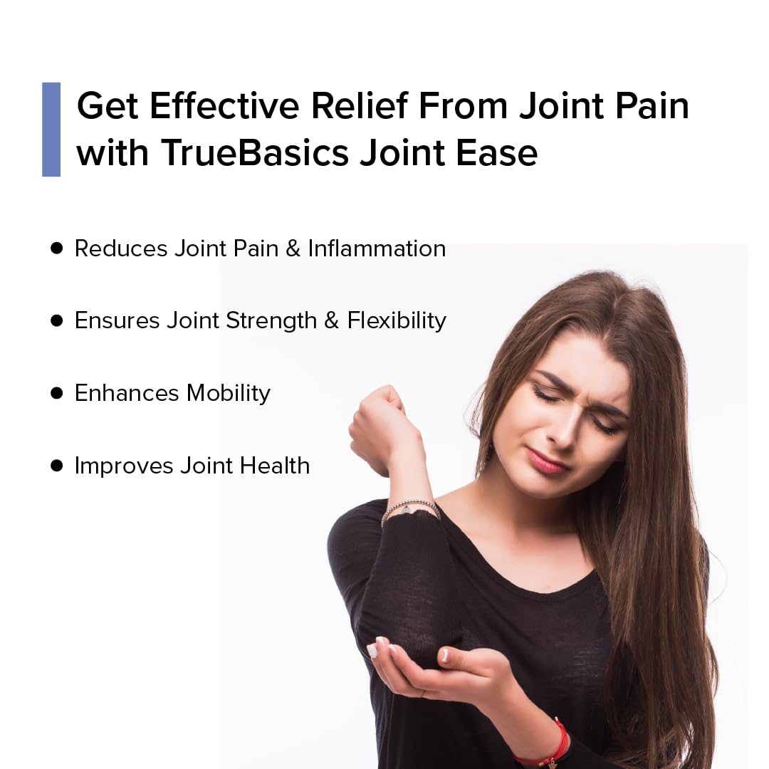 TrueBasics Joint Ease, with 1500 mg Glucosamine, 1200 mg Chondroitin, Boswellia, Vitamin D3, and Hyaluronic Acid, Joint Support Supplement, for Joint Pain, Bone, and Muscle Strength, 90 Tablets